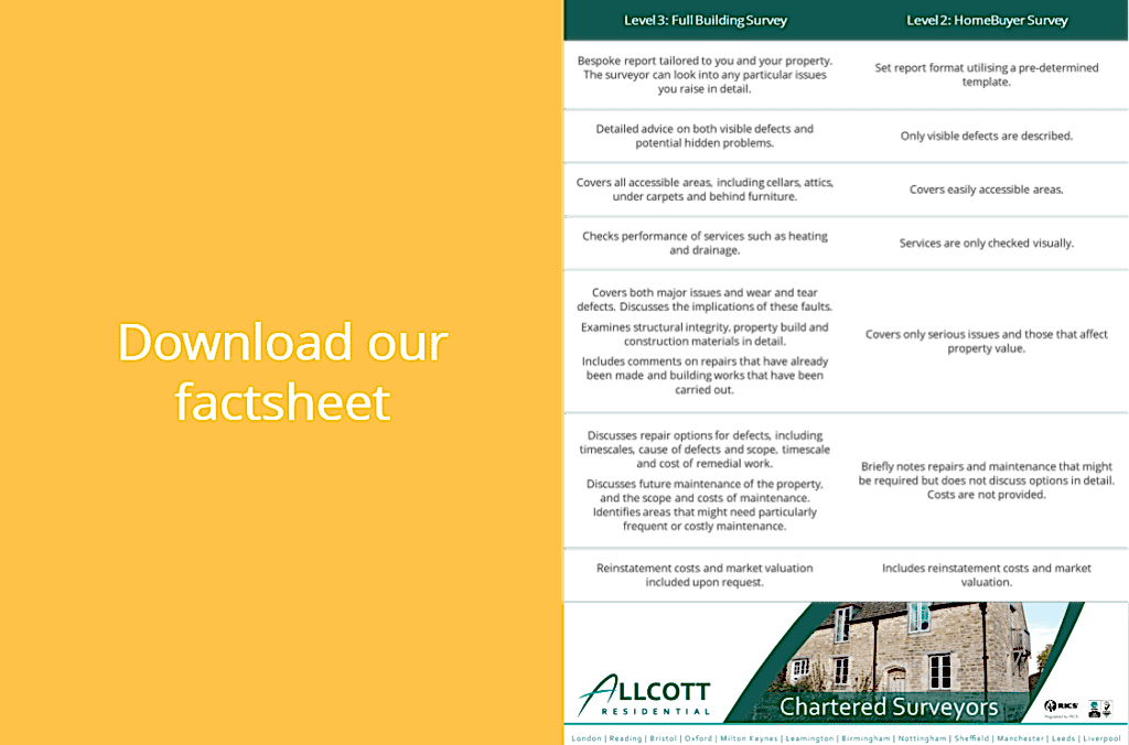 Building survey vs HomeBuyer survey factsheet